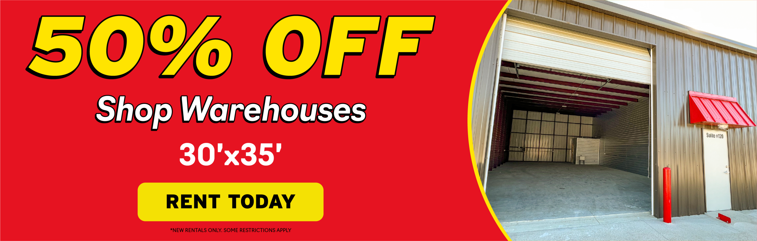 50% Off shop warehouses