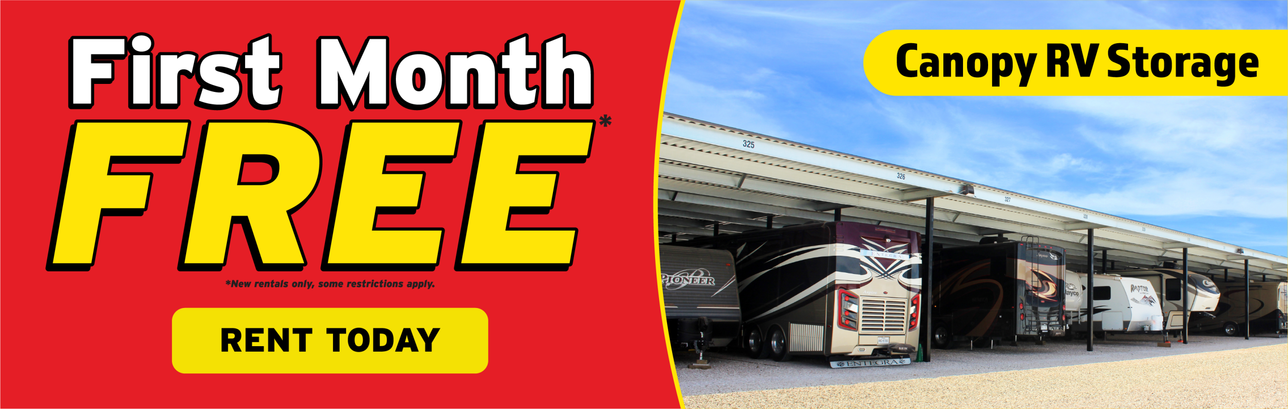 Canopy RV units are first month free!